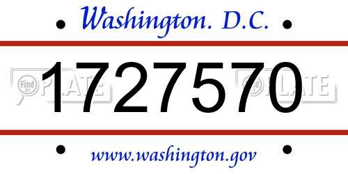 1727570 District Of Columbia License Plate