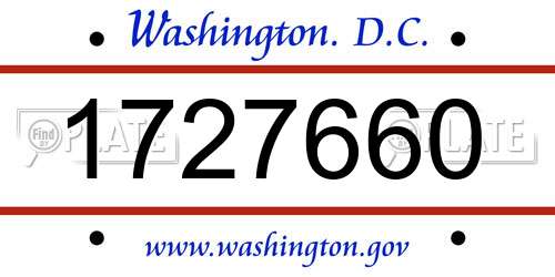 1727660 District Of Columbia License Plate
