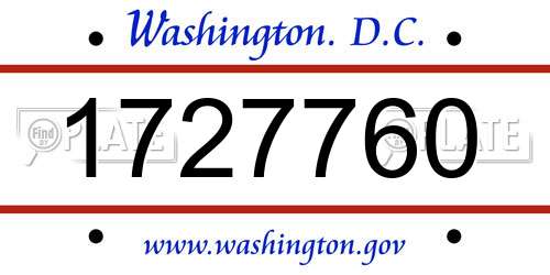 1727760 District Of Columbia License Plate