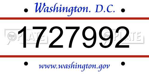 1727992 District Of Columbia License Plate