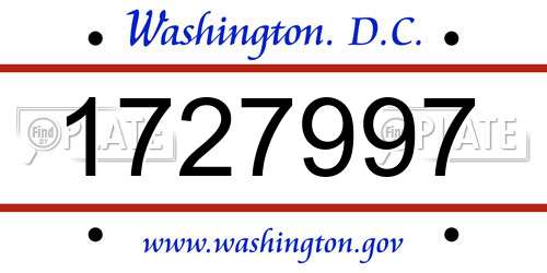 1727997 District Of Columbia License Plate
