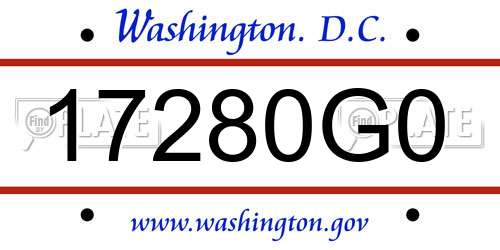 17280G0 District Of Columbia License Plate