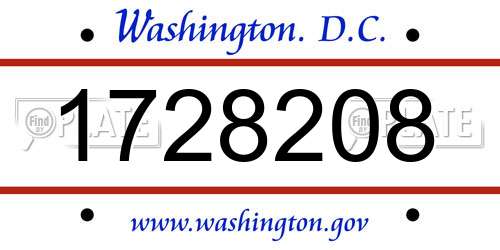 1728208 District Of Columbia License Plate