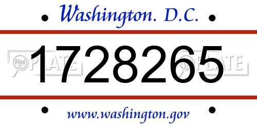 1728265 District Of Columbia License Plate