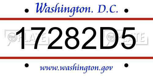 17282D5 District Of Columbia License Plate
