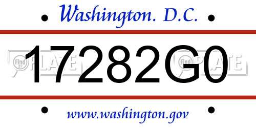 17282G0 District Of Columbia License Plate