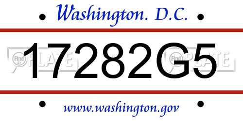 17282G5 District Of Columbia License Plate