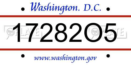 17282O5 District Of Columbia License Plate