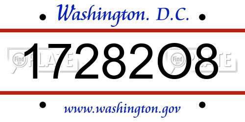 17282O8 District Of Columbia License Plate