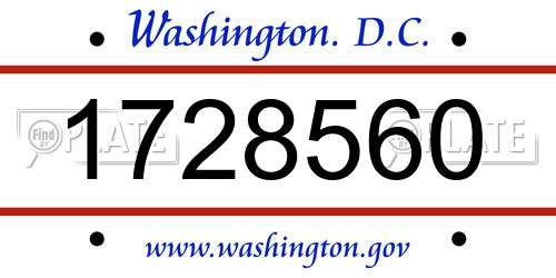 1728560 District Of Columbia License Plate