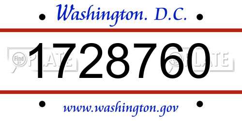 1728760 District Of Columbia License Plate