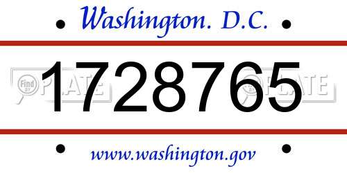 1728765 District Of Columbia License Plate