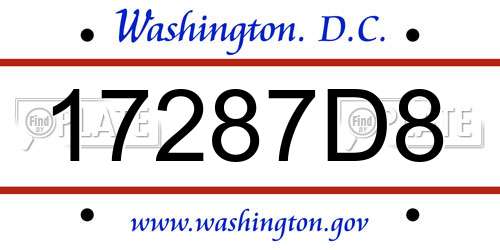 17287D8 District Of Columbia License Plate