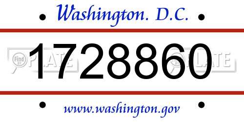 1728860 District Of Columbia License Plate