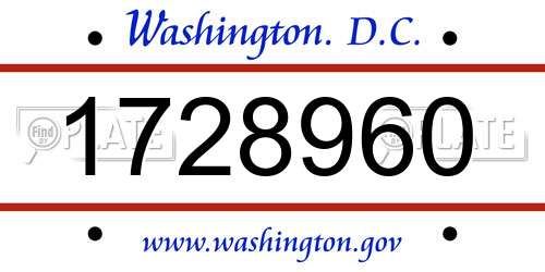1728960 District Of Columbia License Plate