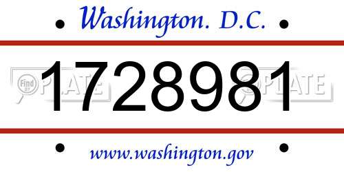 1728981 District Of Columbia License Plate