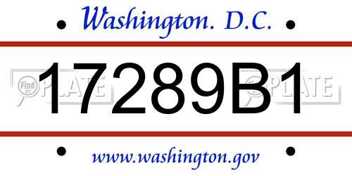 17289B1 District Of Columbia License Plate