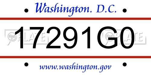 17291G0 District Of Columbia License Plate