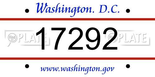17292 District Of Columbia License Plate
