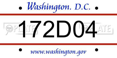 172D04 District Of Columbia License Plate