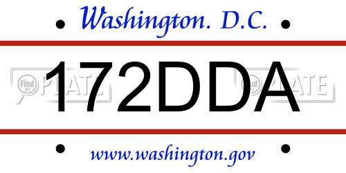 172DDA District Of Columbia License Plate