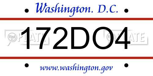 172DO4 District Of Columbia License Plate