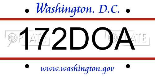 172DOA District Of Columbia License Plate