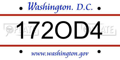 172OD4 District Of Columbia License Plate