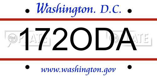 172ODA District Of Columbia License Plate