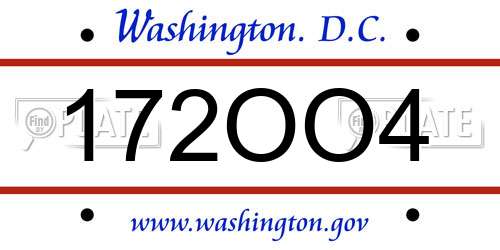 172OO4 District Of Columbia License Plate