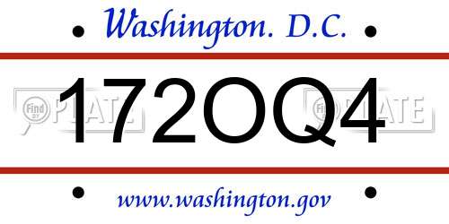 172OQ4 District Of Columbia License Plate
