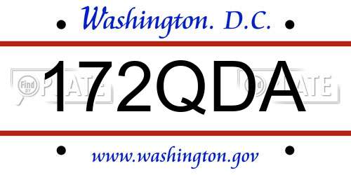 172QDA District Of Columbia License Plate
