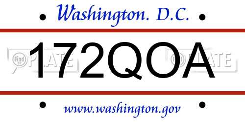 172QOA District Of Columbia License Plate
