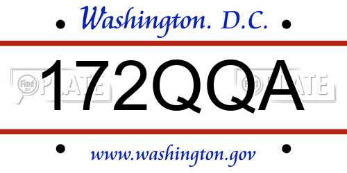 172QQA District Of Columbia License Plate