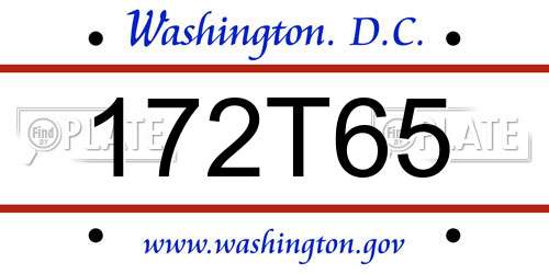 172T65 District Of Columbia License Plate