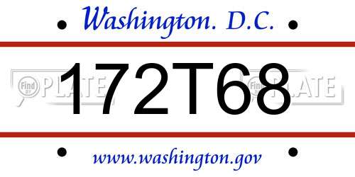 172T68 District Of Columbia License Plate