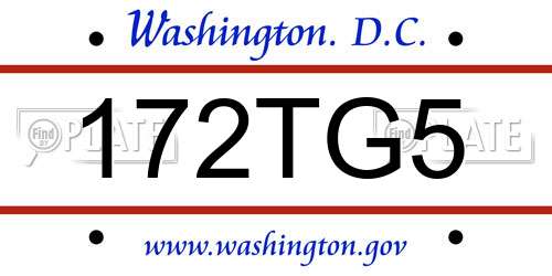 172TG5 District Of Columbia License Plate