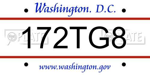 172TG8 District Of Columbia License Plate