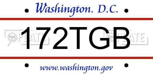 172TGB District Of Columbia License Plate