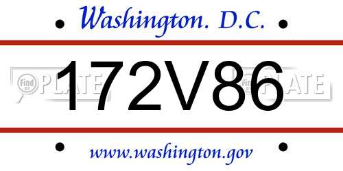 172V86 District Of Columbia License Plate