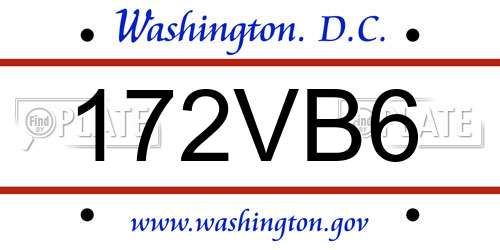 172VB6 District Of Columbia License Plate