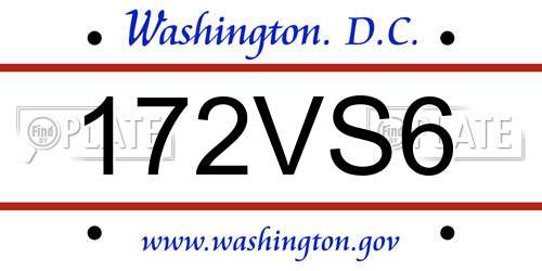 172VS6 District Of Columbia License Plate