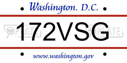 172VSG District Of Columbia License Plate
