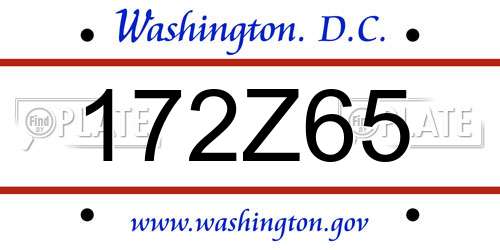 172Z65 District Of Columbia License Plate