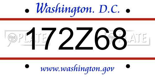 172Z68 District Of Columbia License Plate