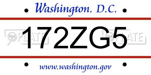 172ZG5 District Of Columbia License Plate