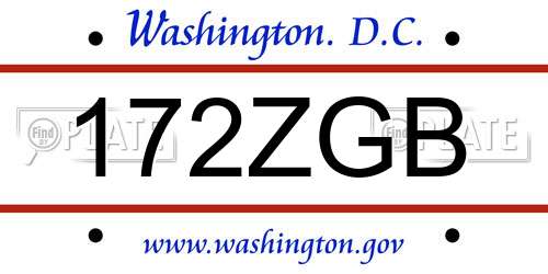 172ZGB District Of Columbia License Plate