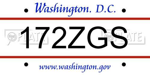 172ZGS District Of Columbia License Plate