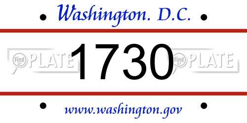 1730 District Of Columbia License Plate