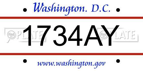 1734AY District Of Columbia License Plate